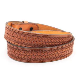 Antique Basket Stamped Western Leather Belt Straps