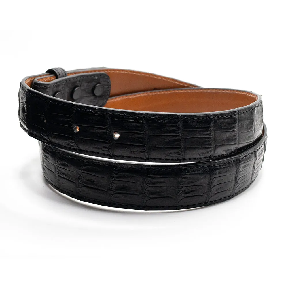 Black Caiman Tail Crocodile Belt Straps