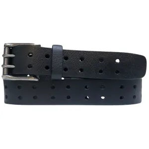 Black Double Hole Full Grain Leather Belt