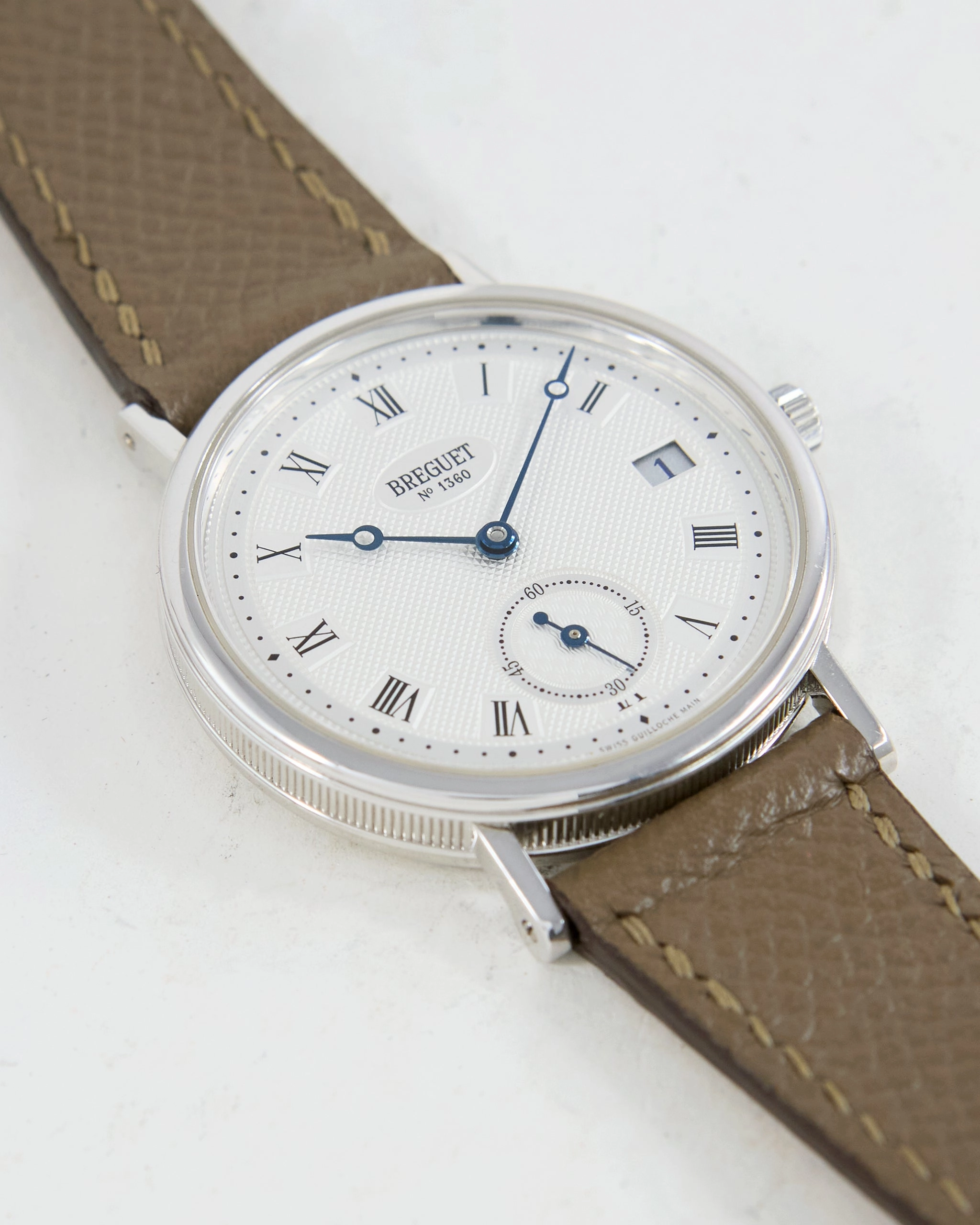BREGUET CLASSIQUE AUTOMATIC GUILLOCHE DIAL IN WHITE GOLD WITH SIGNED BUCKLE
