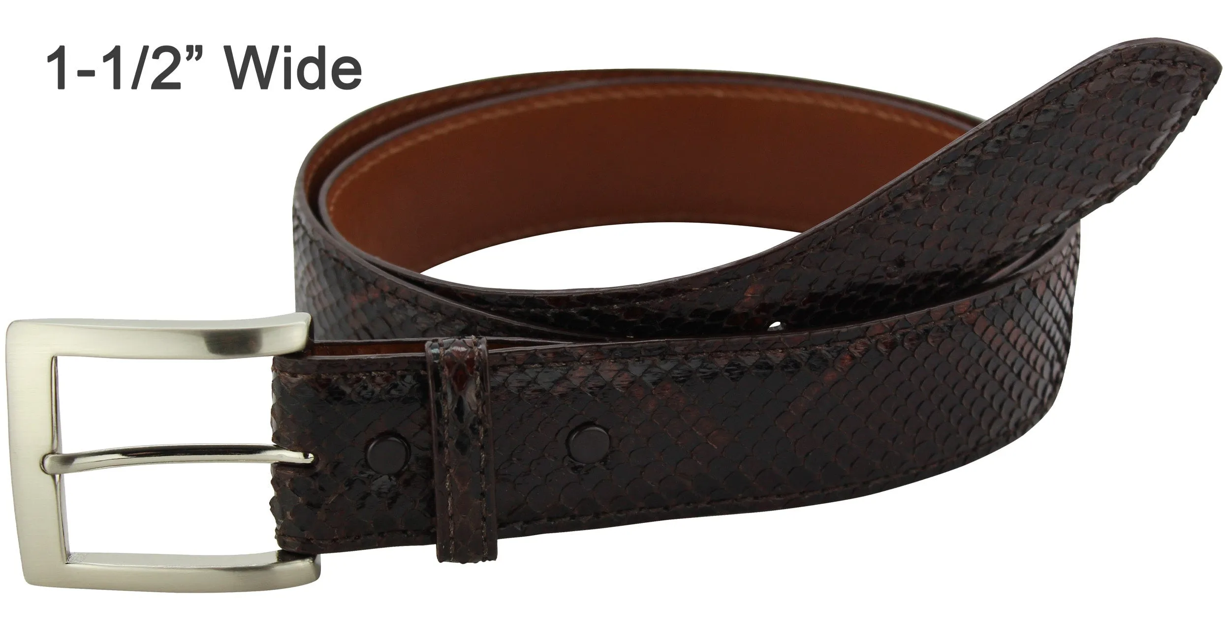 Brown Python Snake Skin Full Grain Leather Belt **Made To Order Allow 5 To 6 Weeks To Ship