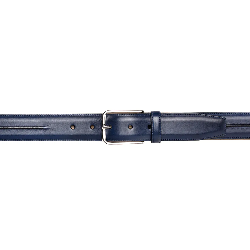 Center-Piped Calfskin Belt
