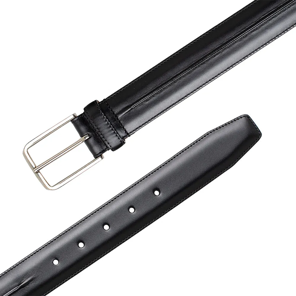Center-Piped Calfskin Belt