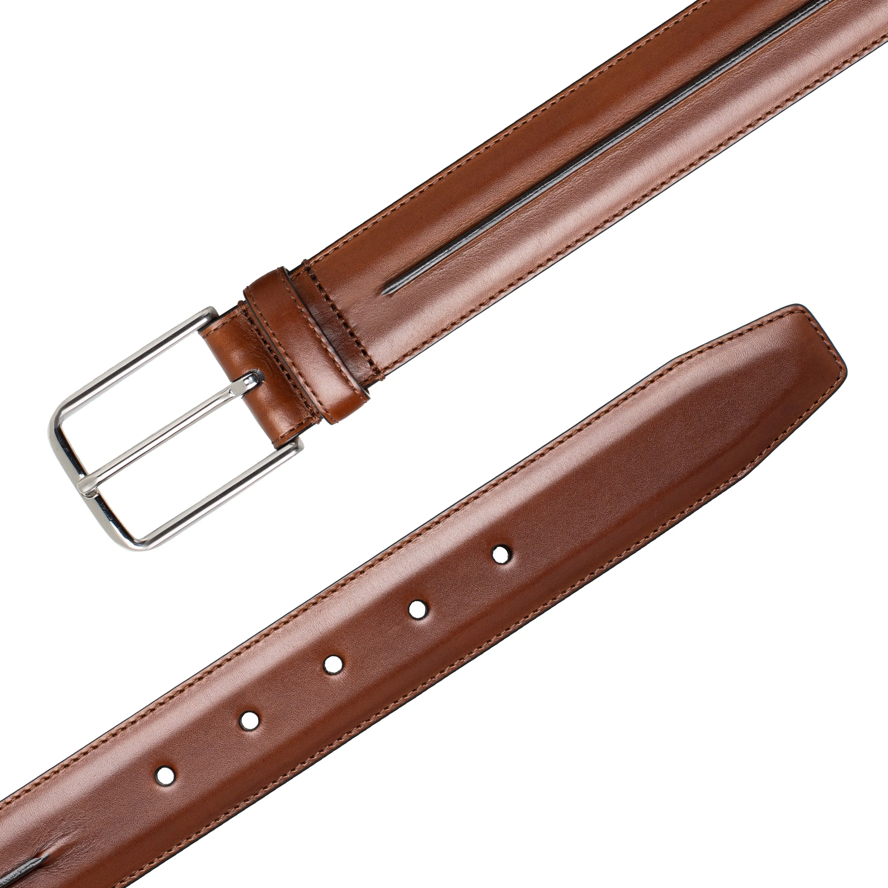 Center-Piped Calfskin Belt