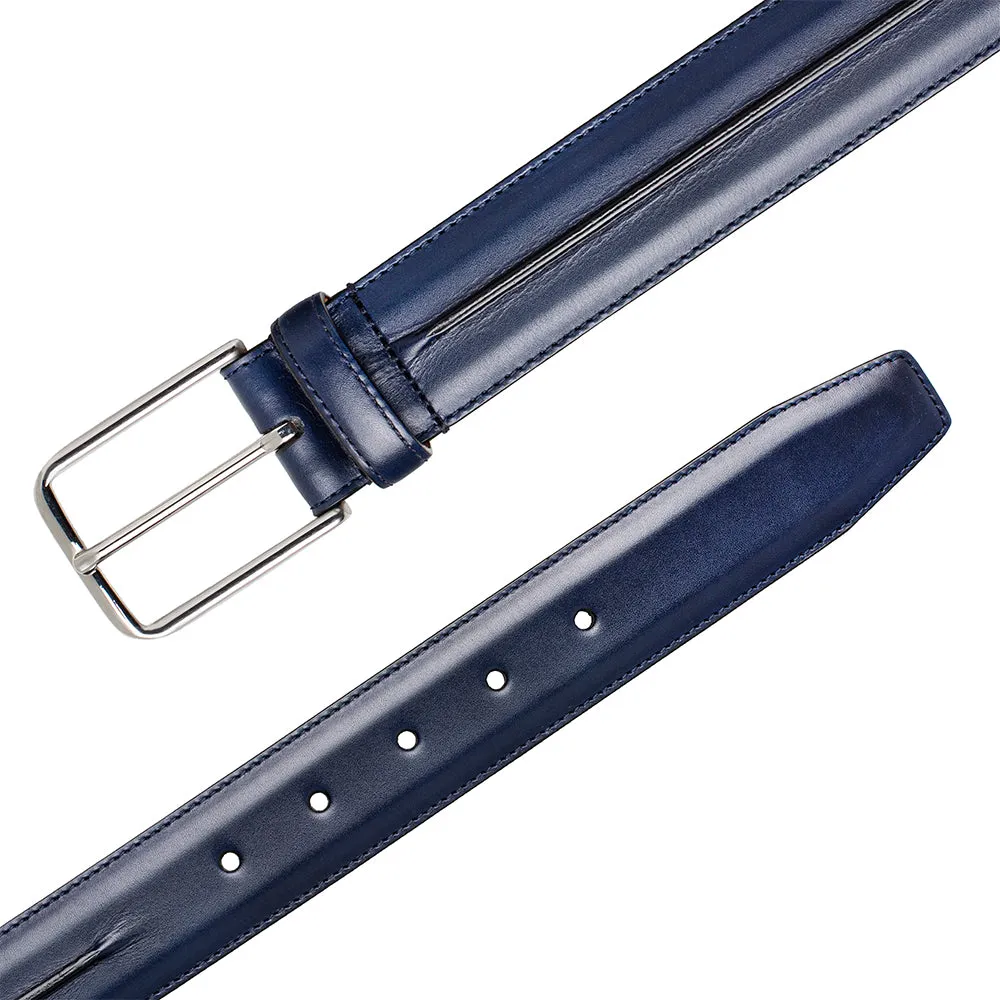 Center-Piped Calfskin Belt