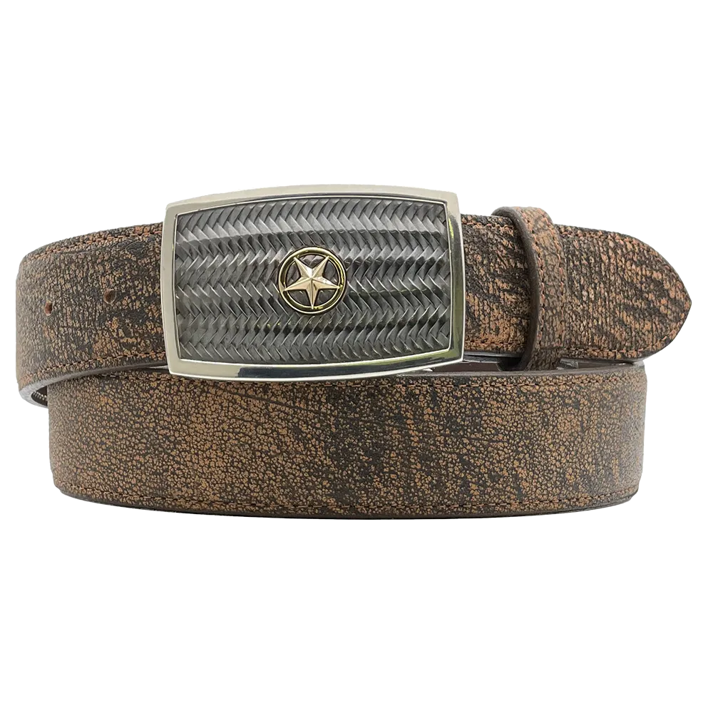Chacon Basketweave w/ 14K Gold Star One Piece Buckle 1.5