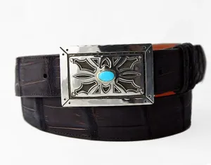 Chacon Filigree w/ Turquoise One Piece Buckle 1.5