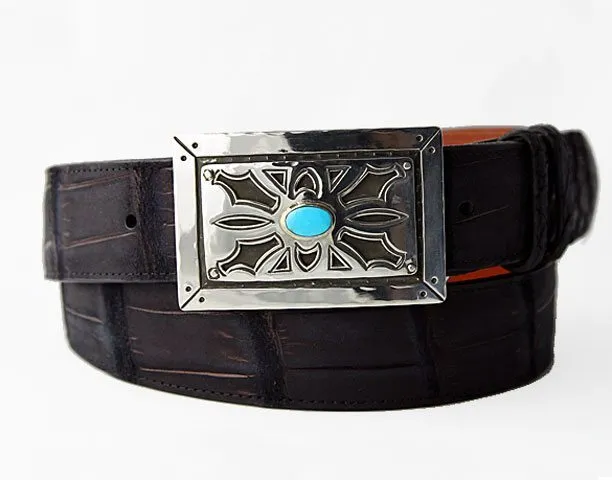 Chacon Filigree w/ Turquoise One Piece Buckle 1.5