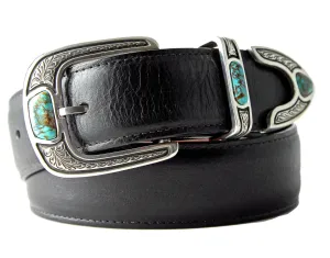 Chacon Penasco Engraved w/ Turquoise Buckle Set 1.5 3 pc