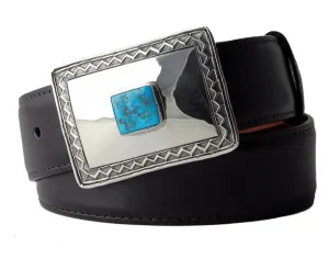 Chacon Silver w/ Turquoise One Piece Buckle 1.5