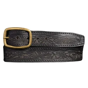 Dakota - Black Western Leather Belt with Gold Buckle - Made in Canada
