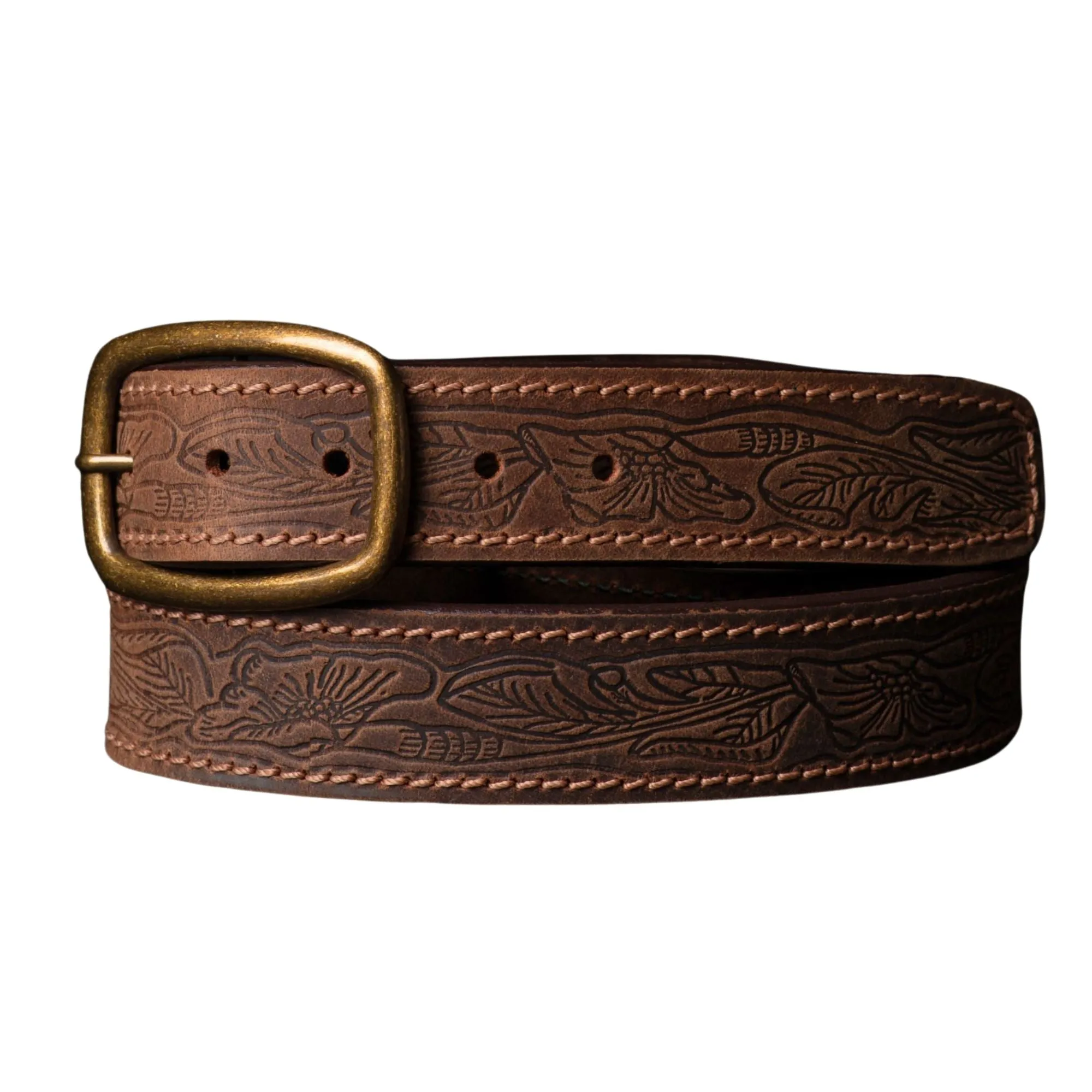 Dakota - Black Western Leather Belt with Gold Buckle - Made in Canada