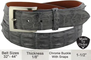 Gray Australian Saltwater Hornback Crocodile Designer Full Grain Leather Belt **Made To Order Allow 5 To 6 Weeks To Ship