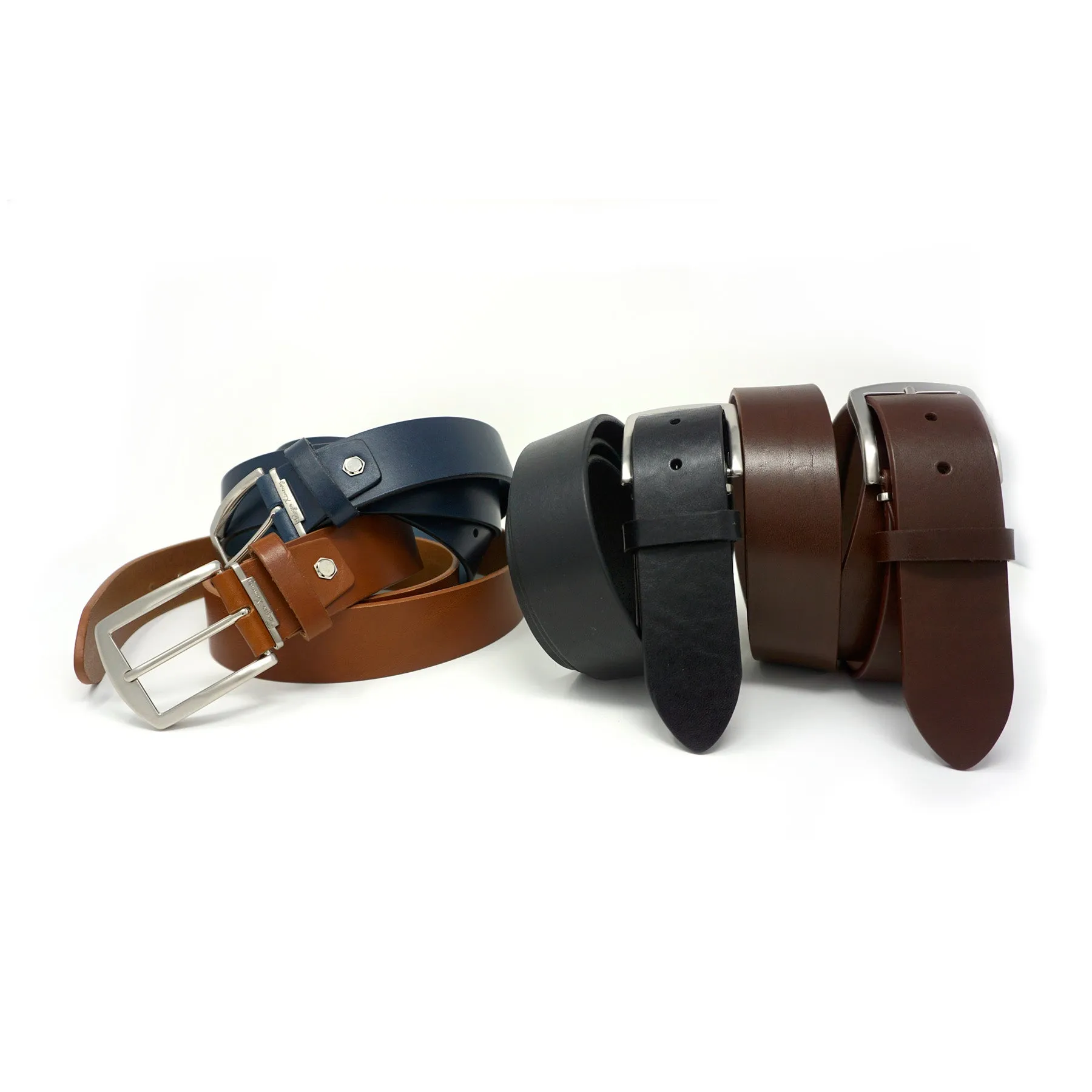 Italian Vachetta Leather Belt - Navy - 40mm - Up to 50"