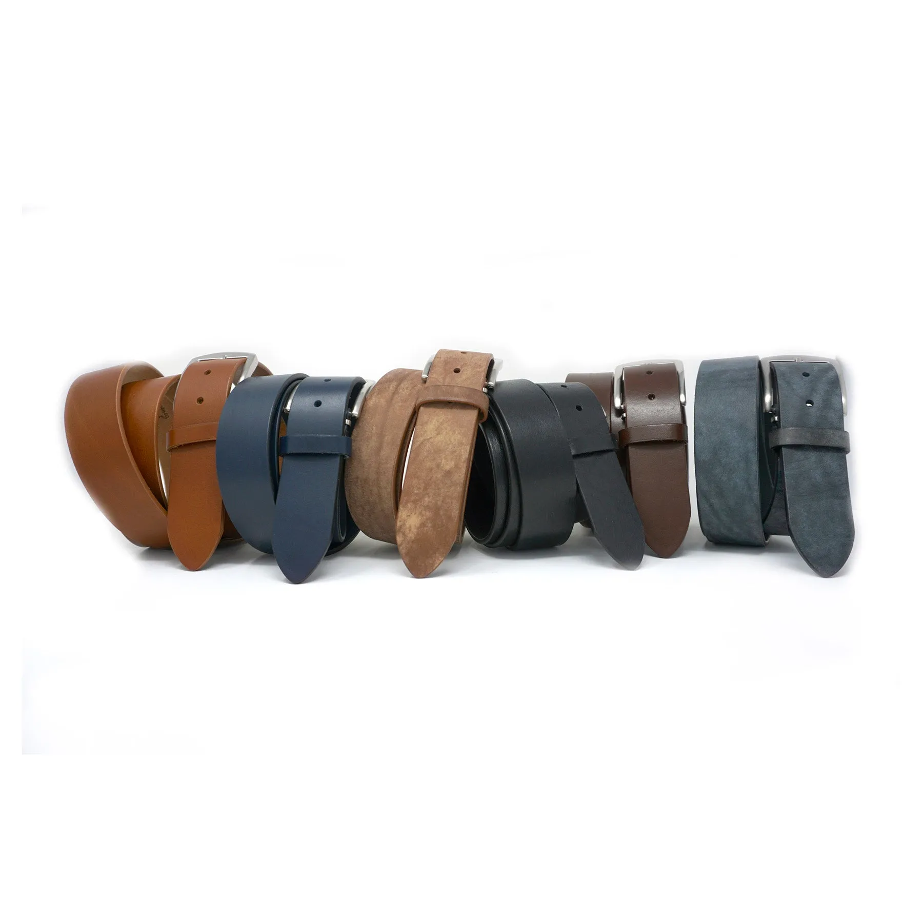 Italian Vachetta Leather Belt - Navy - 40mm - Up to 50"
