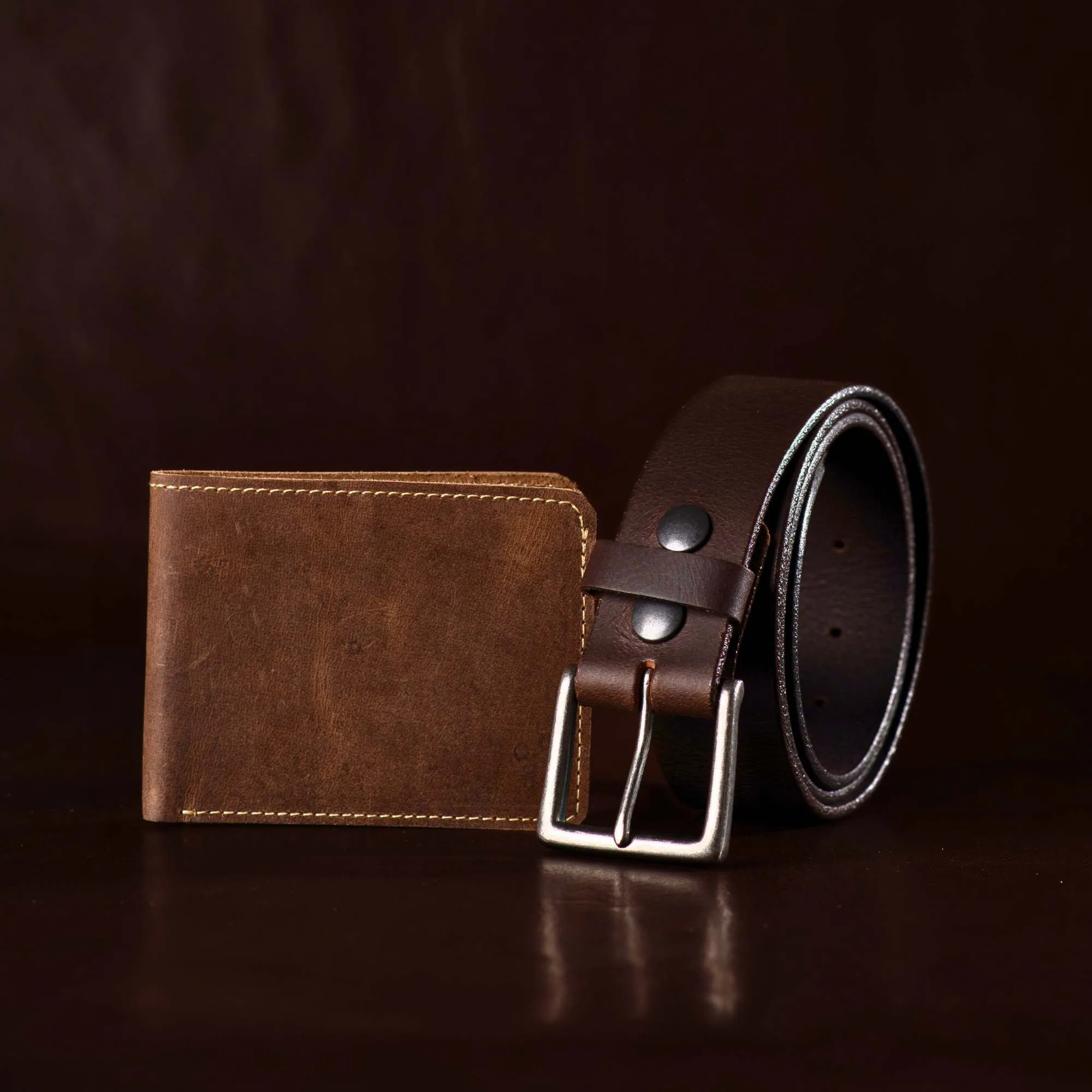 Long Haul Belt   Wallet - Men's Leather Belt and Wallet Gift Set