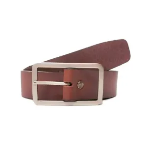 Lucille - Cognac Leather Dress Belt with Rectangle Buckle - Made in Canada