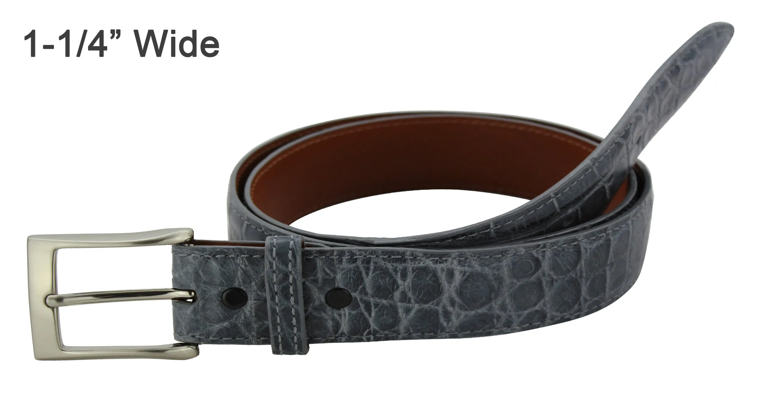 Men's Gray Alligator Designer Full Grain Leather Belt **Made To Order Allow 5 To 6 Weeks To Ship