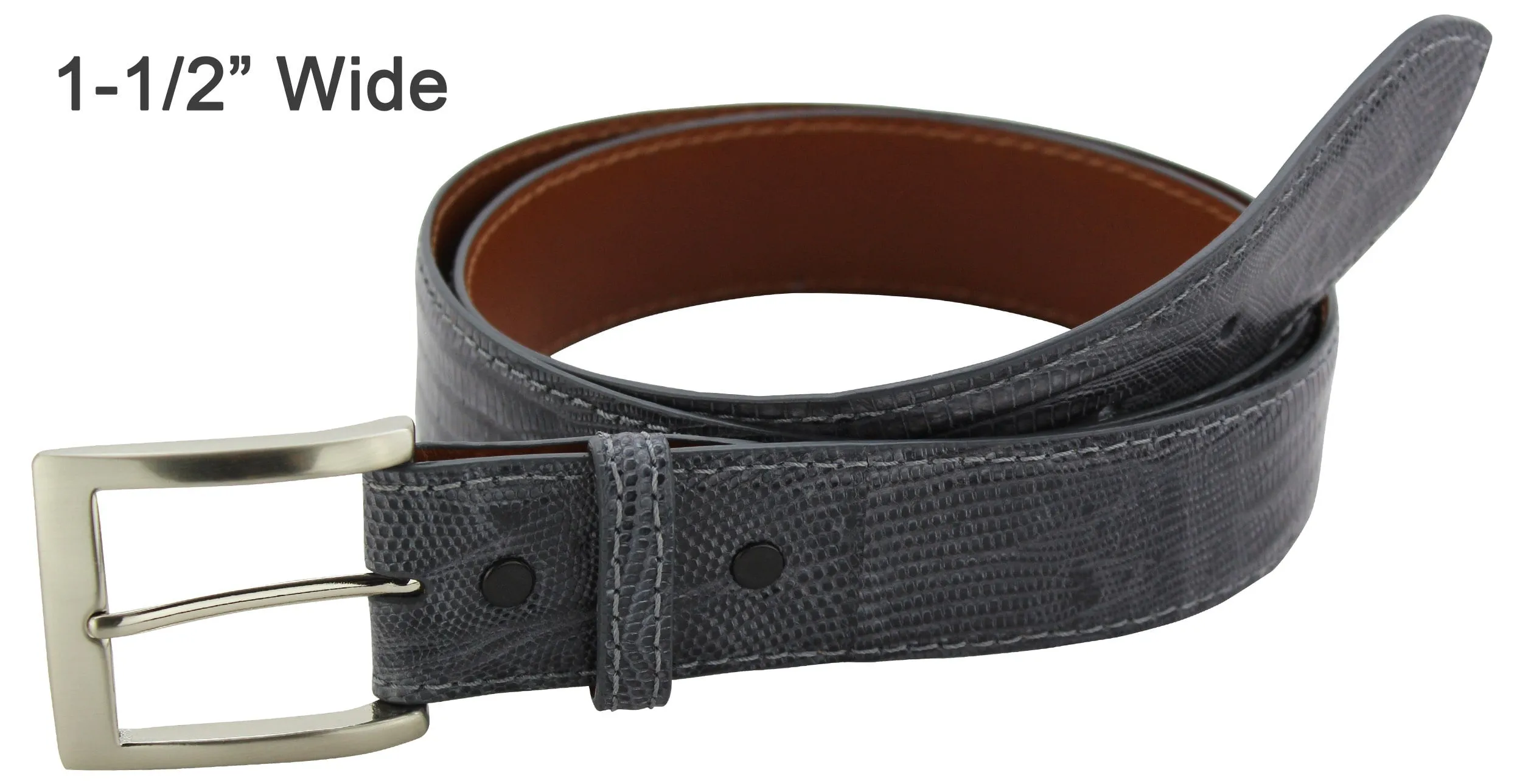 Men's Gray Lizard Skin Designer Full Grain Leather Belt **Made To Order Allow 5 To 6 Weeks To Ship