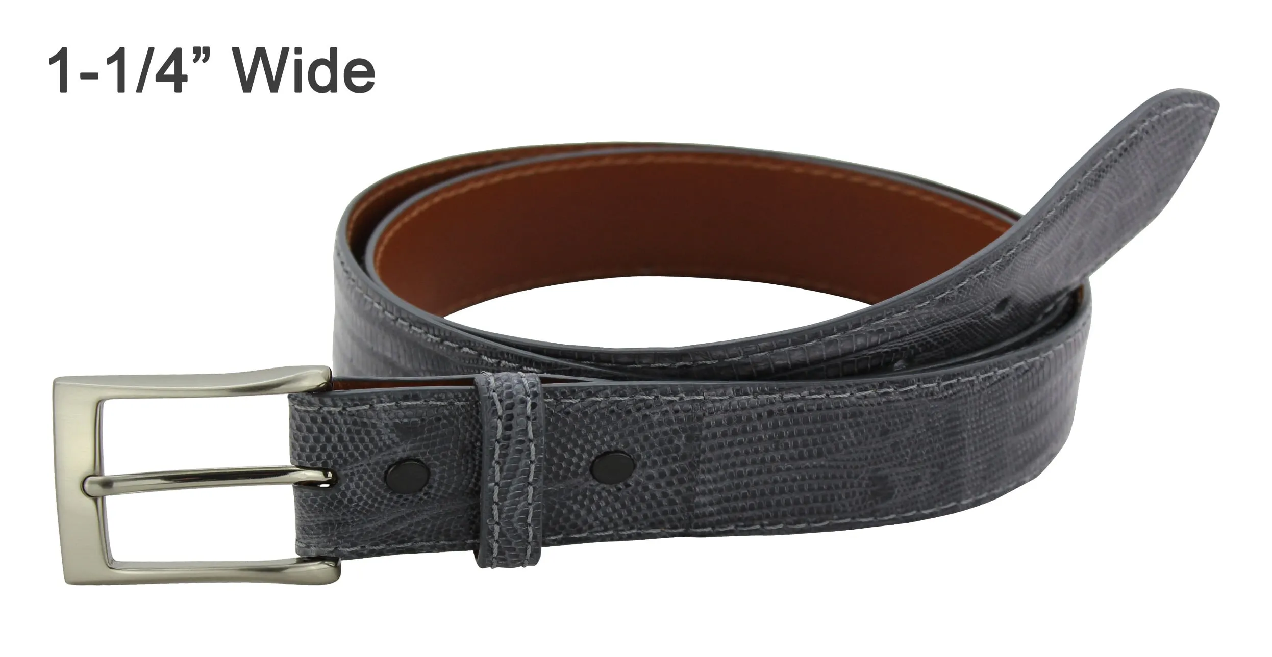 Men's Gray Lizard Skin Designer Full Grain Leather Belt **Made To Order Allow 5 To 6 Weeks To Ship