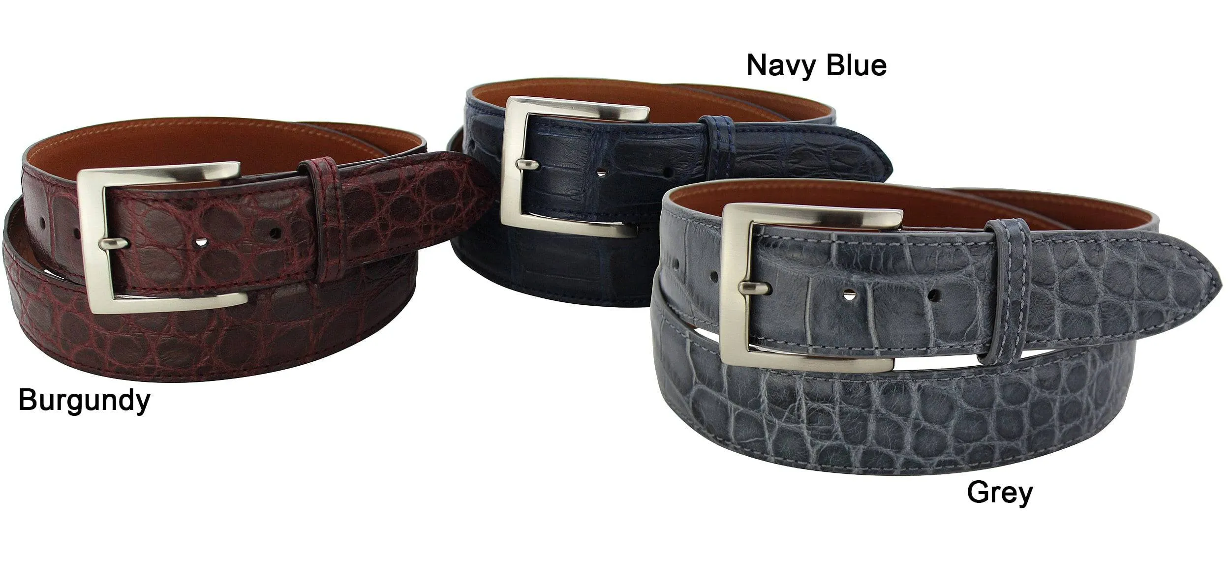 Men's Navy Blue American Alligator Designer Full Grain Leather Belt **Made To Order Allow 5 To 6 Weeks To Ship