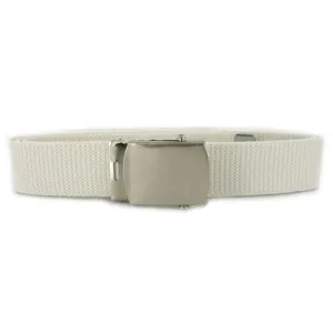 Navy Belt and Buckle: White Cotton Nickel Silver Buckle and Tip - male