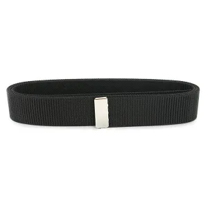 Navy Belt: Black Nylon with Silver Mirror Tip - male