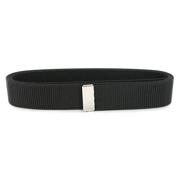Navy Belt: Black Nylon with Silver Mirror Tip - male
