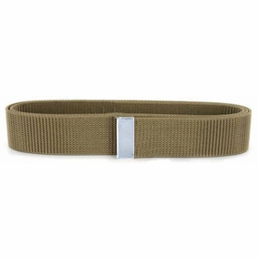 Navy Belt: Khaki Nylon with Silver Tip - male