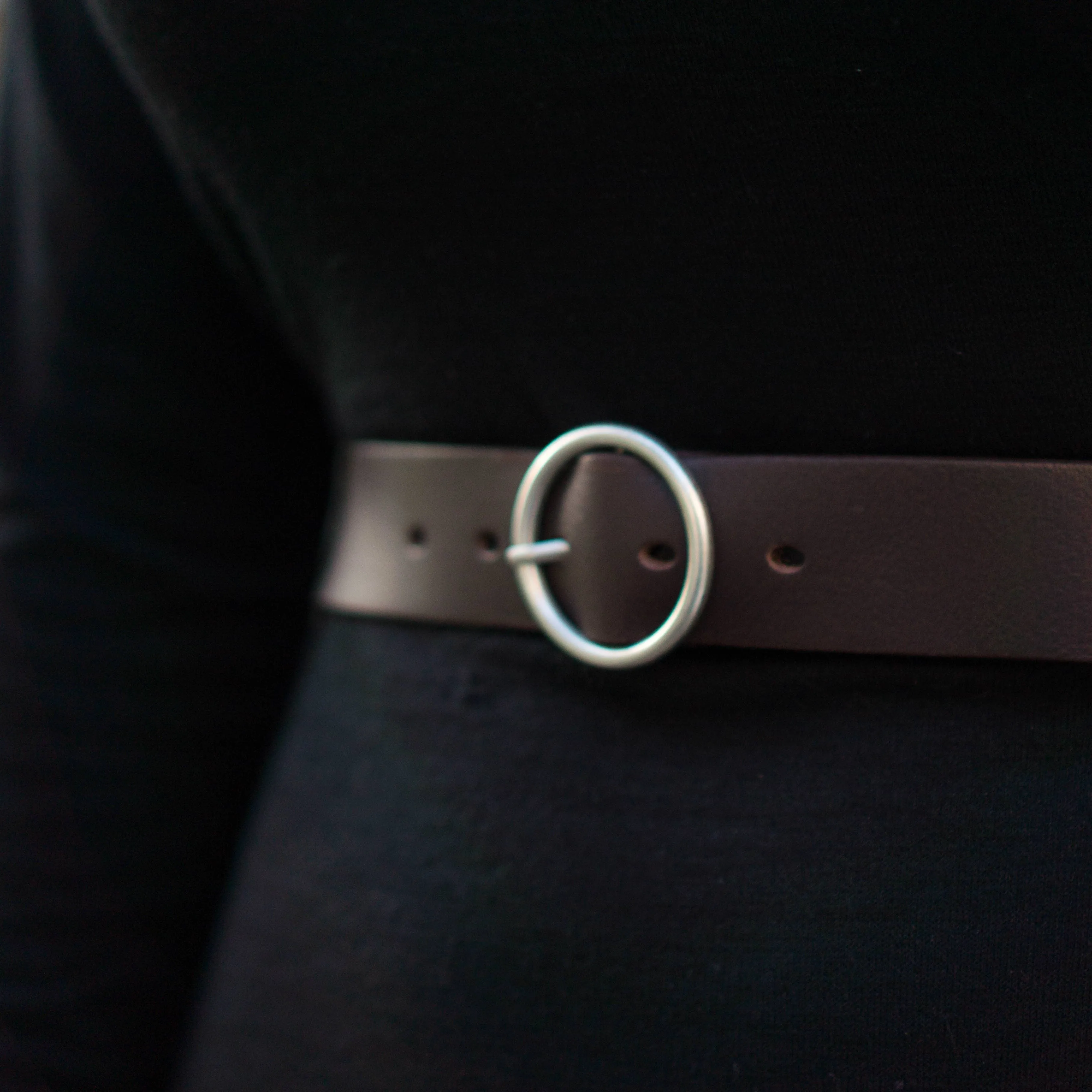 Sempre - Cognac Vachetta Leather Waist Belt with Circular Buckle - Made in Canada