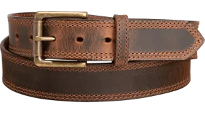 The Crazy Horse: Men's Oil Tanned Double Stitched Leather Belt 1.50" (Brown Colored Thread)