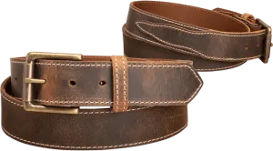 The Crazy Horse: Men's Oil Tanned Stitched Leather Belt 1.50" With Scalloped Ends