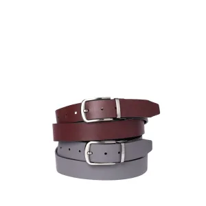 The Harvey Dent Belts- Black / Burgundy and Black/ Grey 2 pc Gift Set