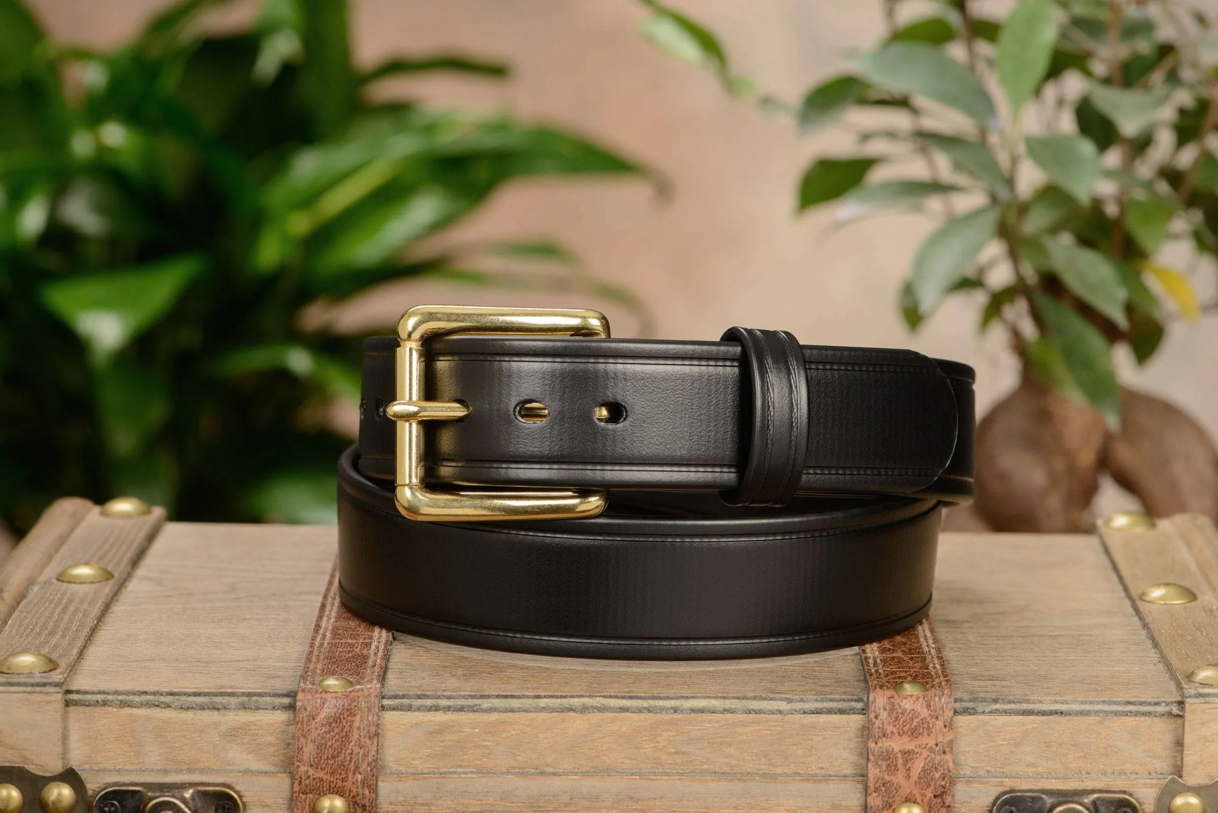 The Hercules Belt™ -  Black Max Thick With Brass Buckle 1.50" (H505BK)
