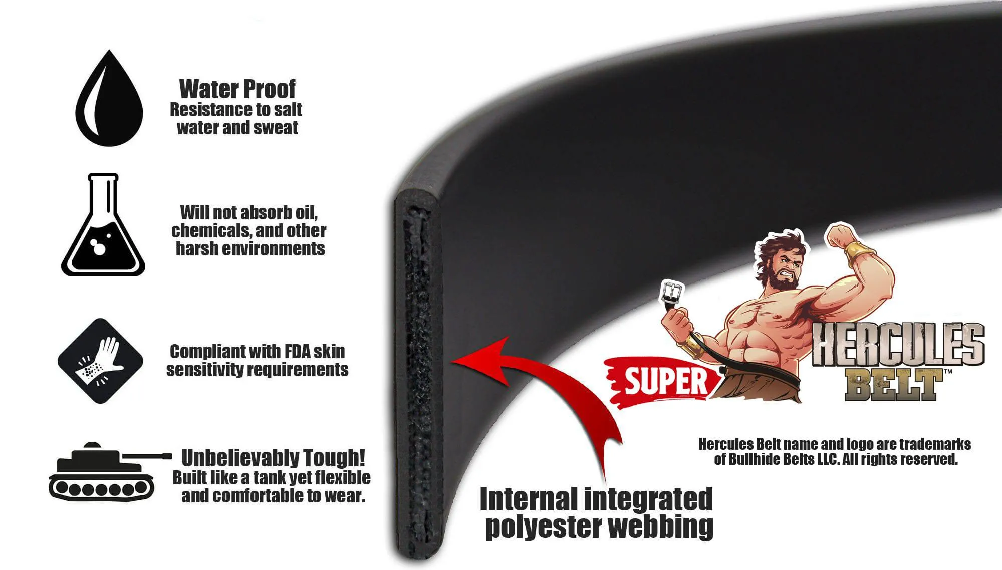 The Hercules Belt™ -  Black Max Thick With Stainless Buckle 1.50" (H520BK)