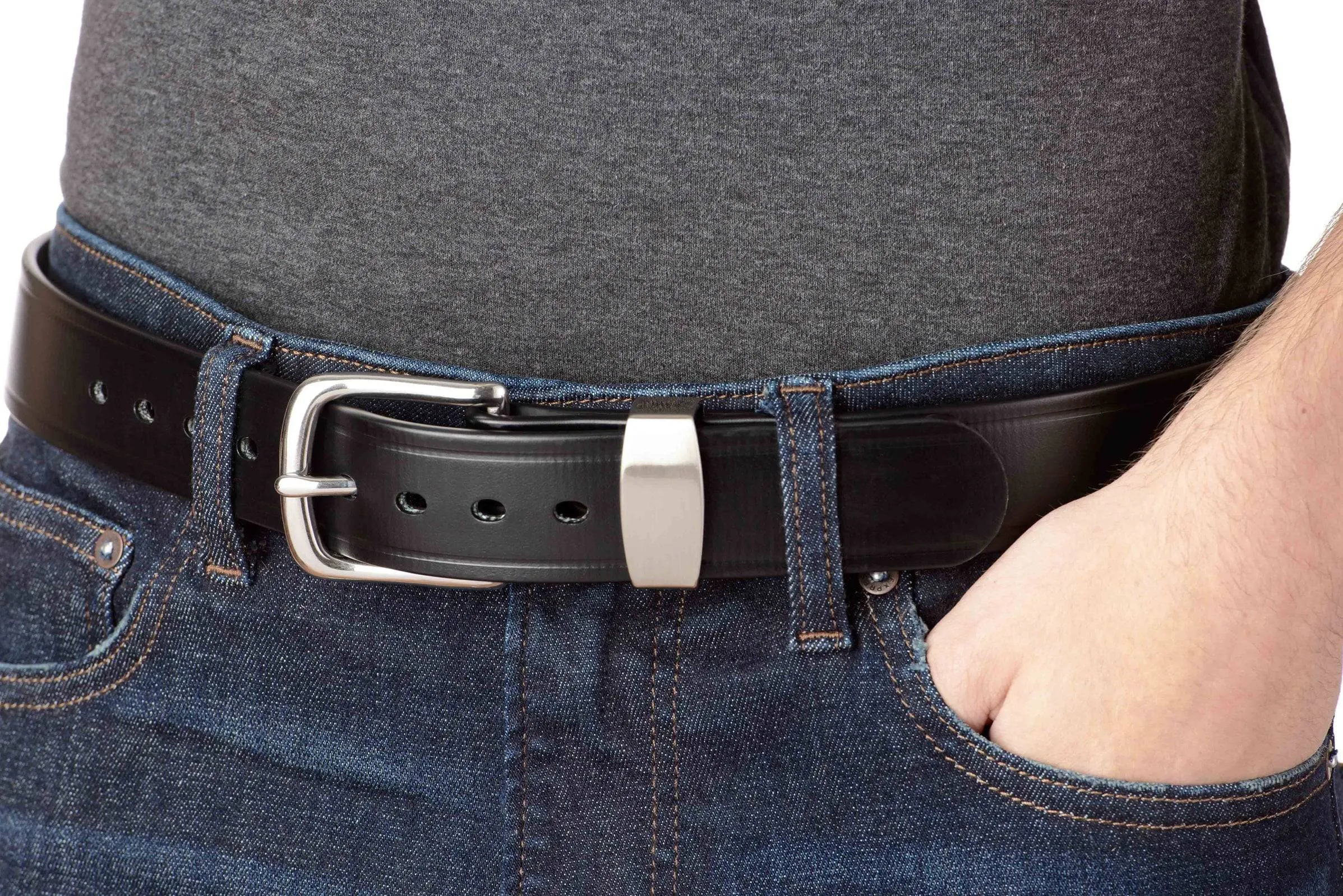 The Hercules Belt™ - Black Max Thick With Stainless Rounded Buckle And Keeper 1.50" (H530BK)