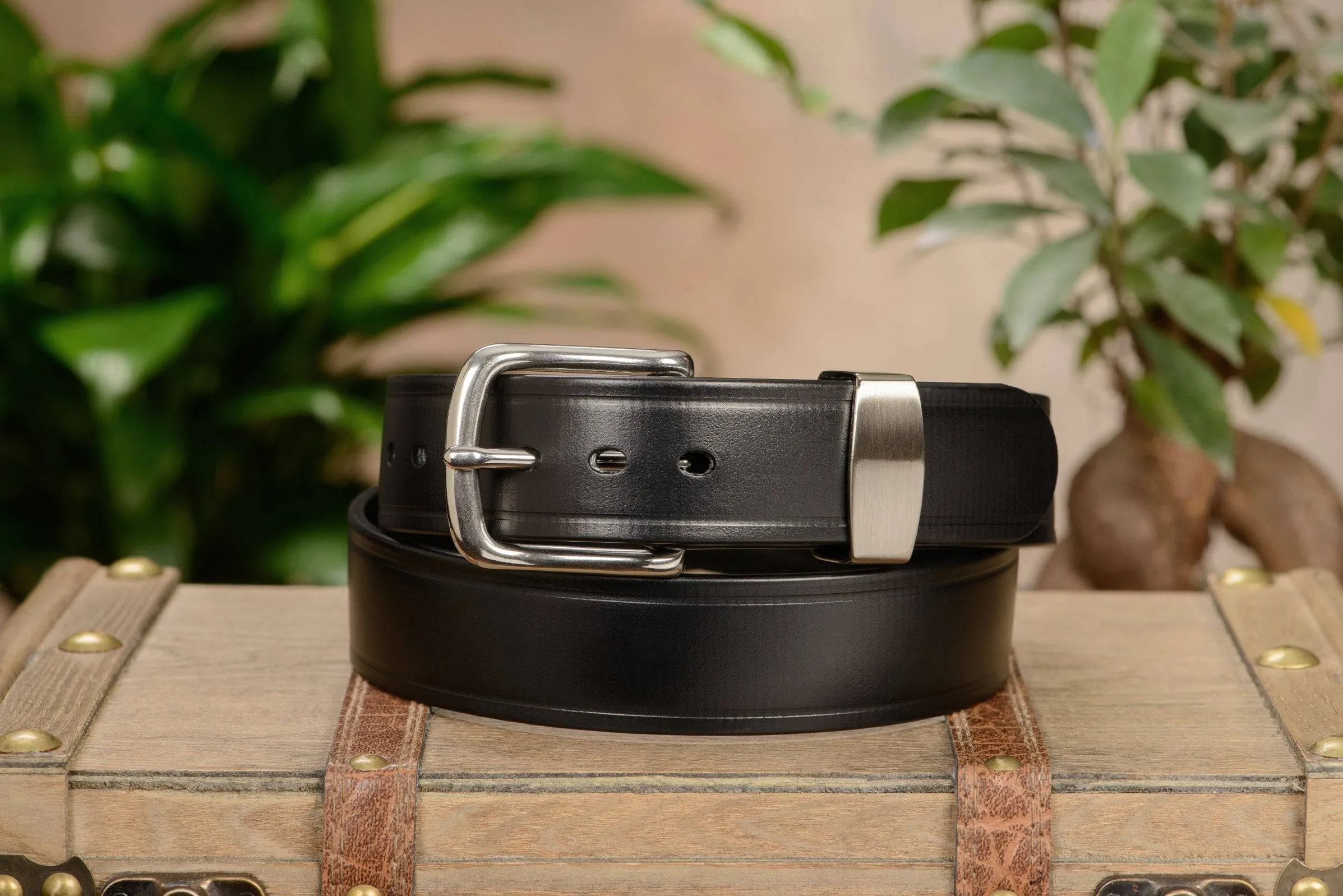 The Hercules Belt™ - Black Max Thick With Stainless Rounded Buckle And Keeper 1.50" (H530BK)