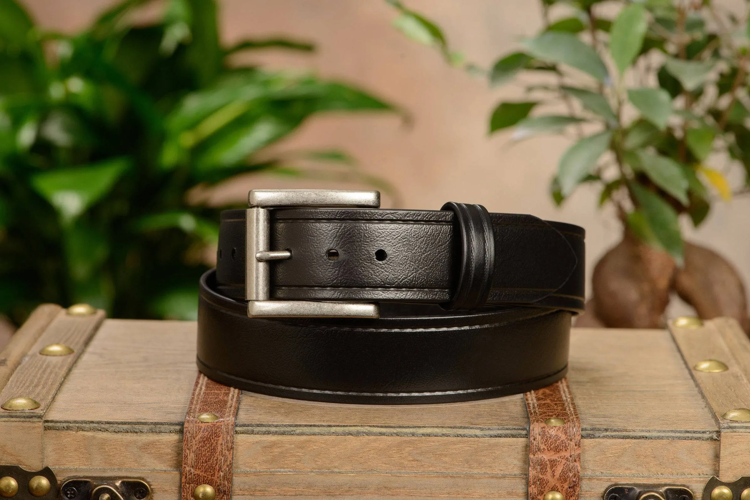 The Hercules Belt™ -  Black With Antique Nickel Roller Buckle 1.50" (H150)