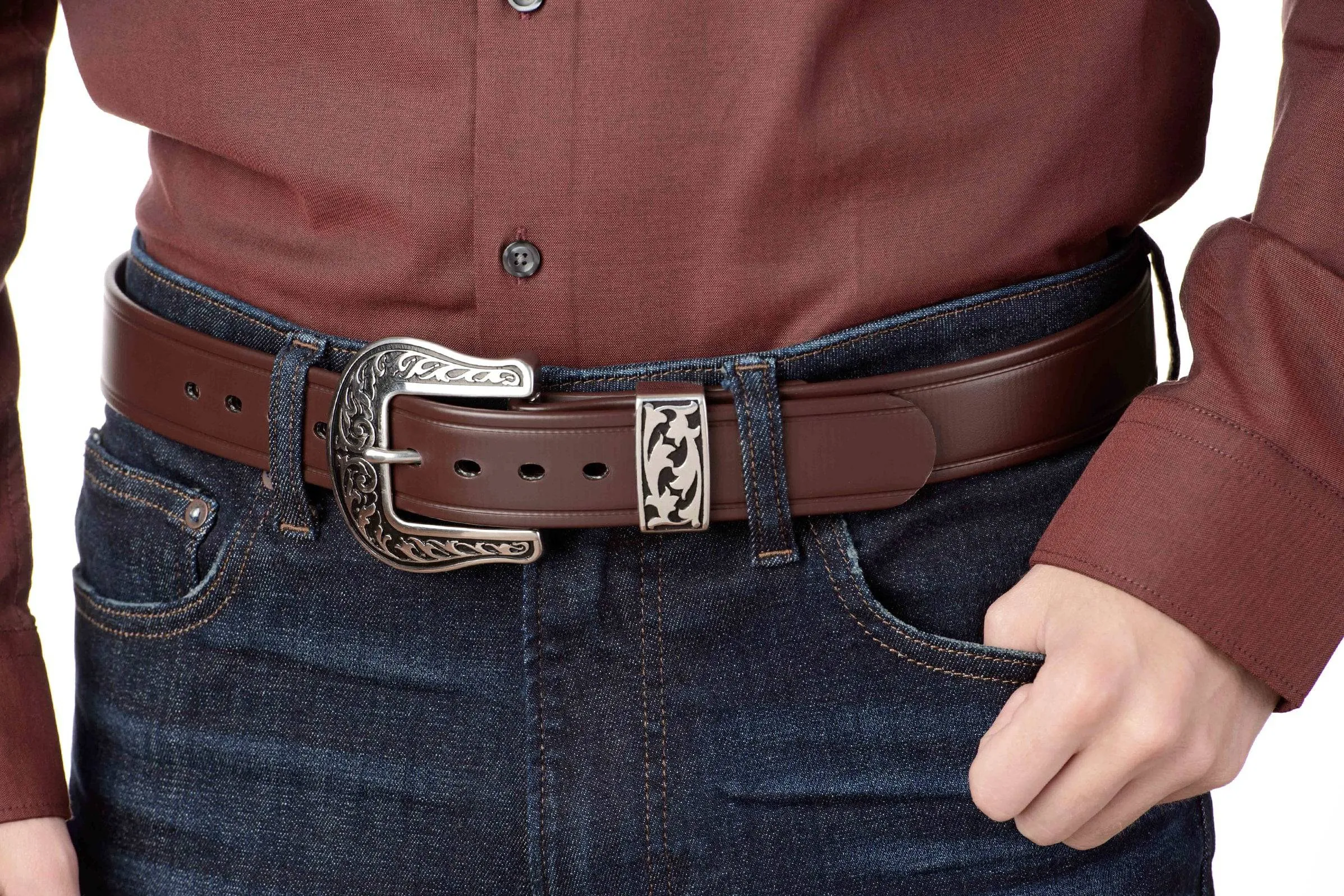 The Hercules Belt™ -  Brown Max Thick With Western Buckle And Keeper 1.50" (H570BR)