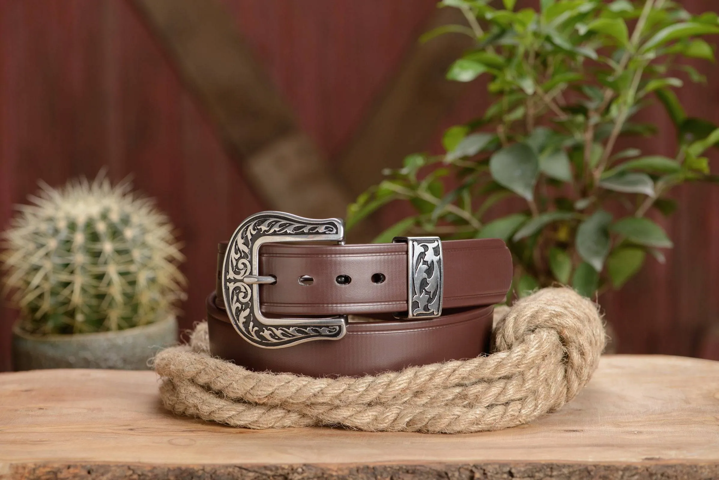The Hercules Belt™ -  Brown Max Thick With Western Buckle And Keeper 1.50" (H570BR)