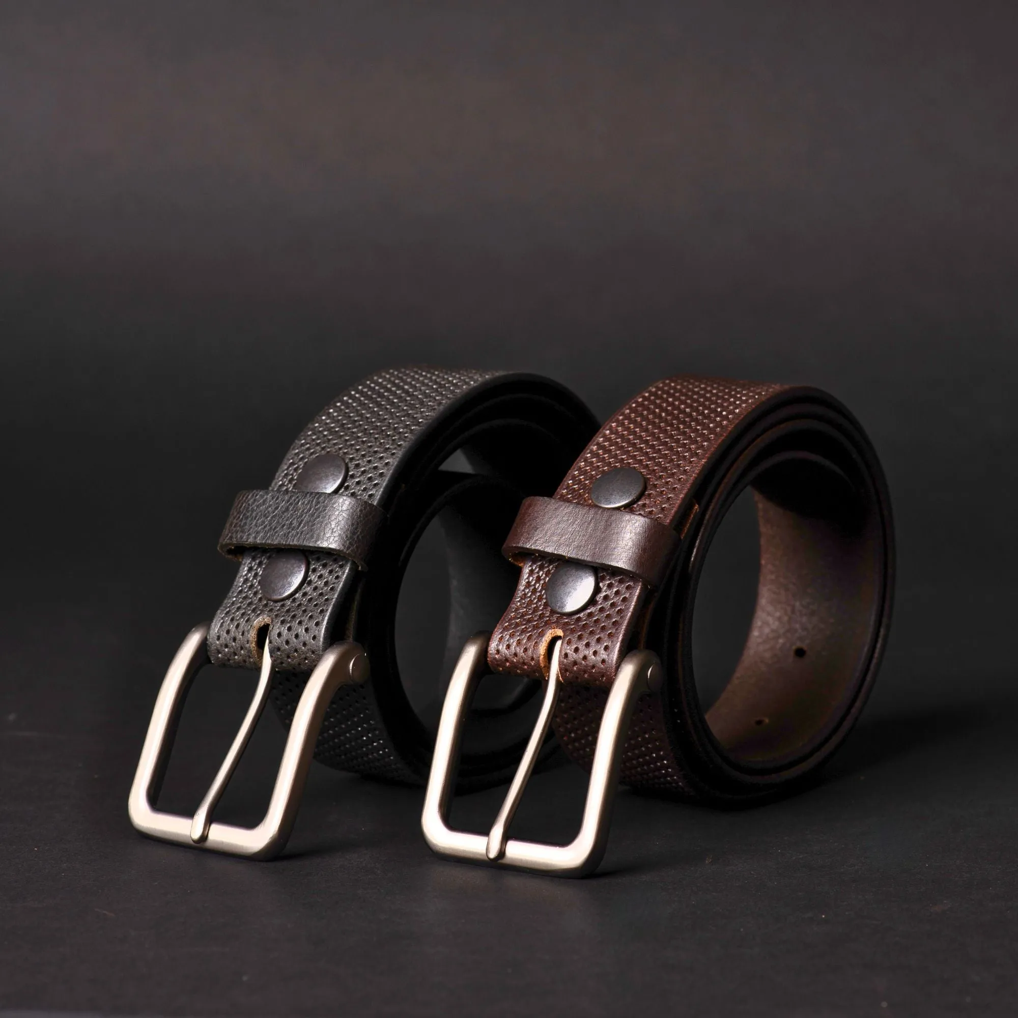 The Matrix Belt - Black Perforated 100% Full-Grain Leather Belt