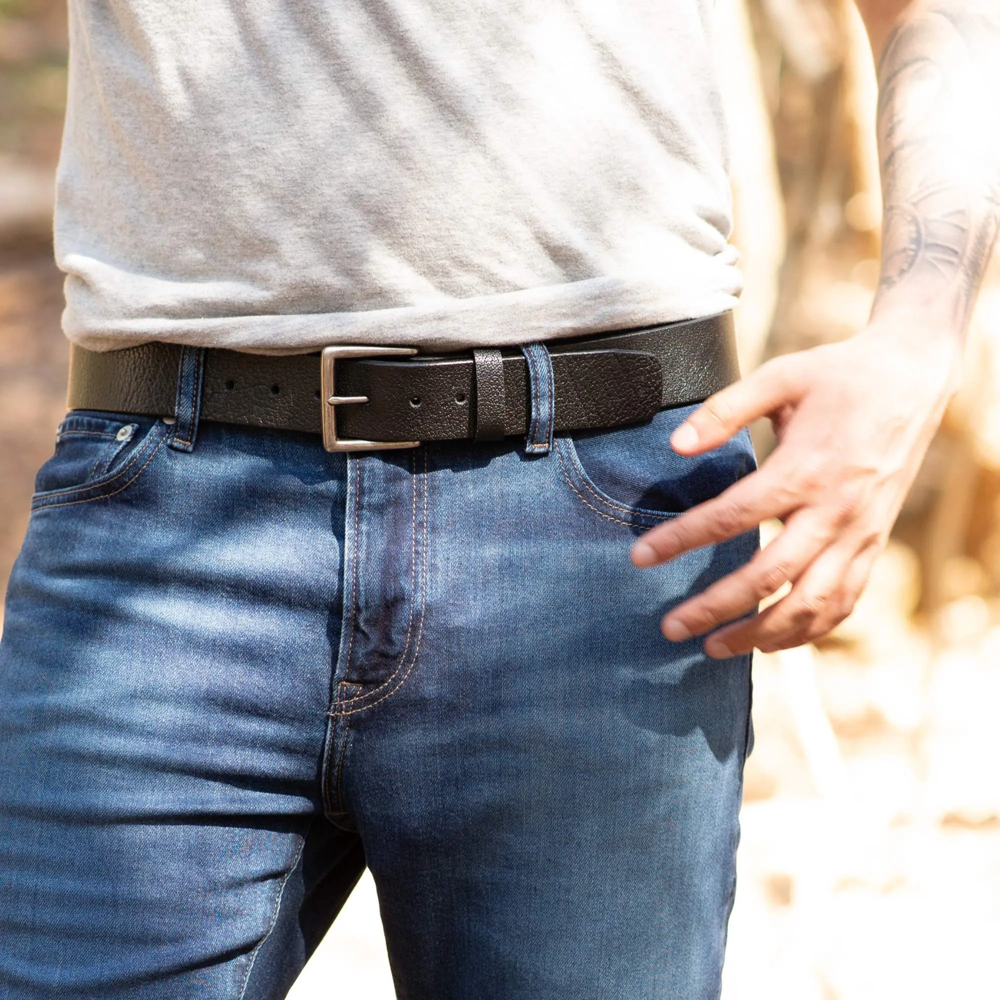 The Maverick Belt - Extra Thick Engraved Black Leather Belt