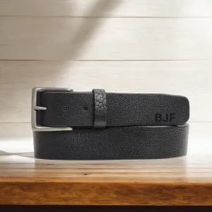 The Maverick Belt - Extra Thick Engraved Black Leather Belt
