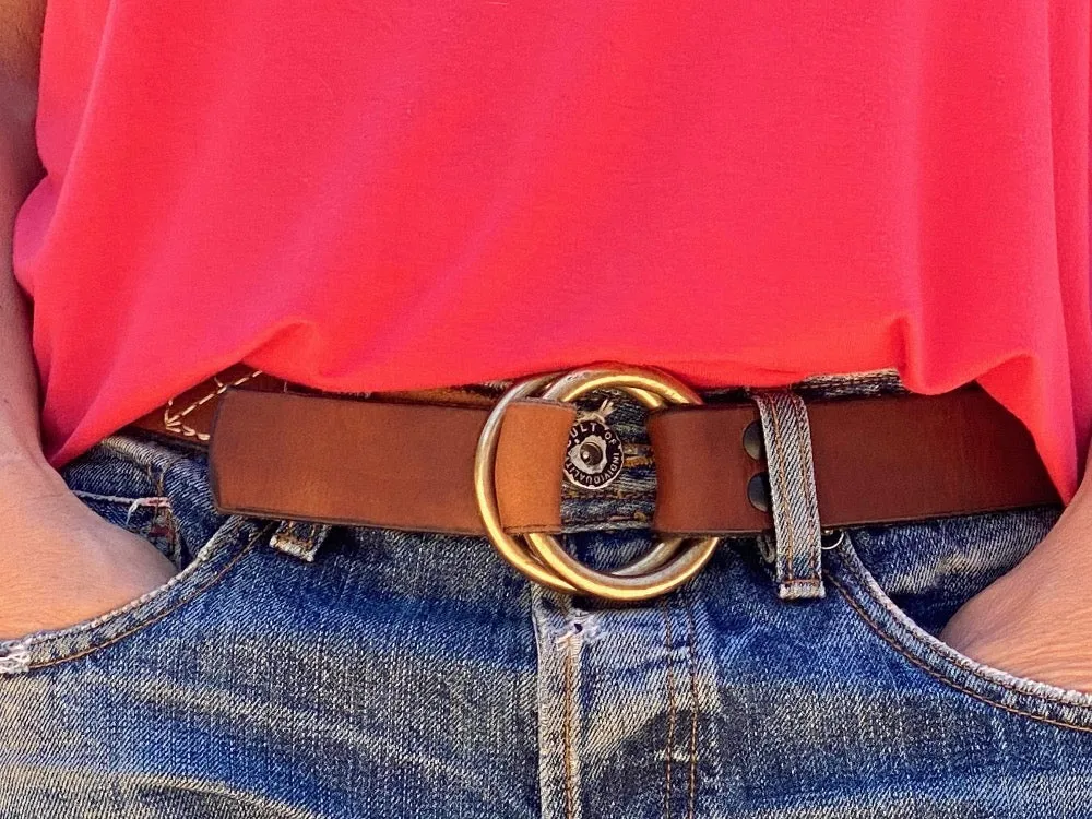The Sausalito 1.5 Classic Mahogany Double Ring Leather Belt