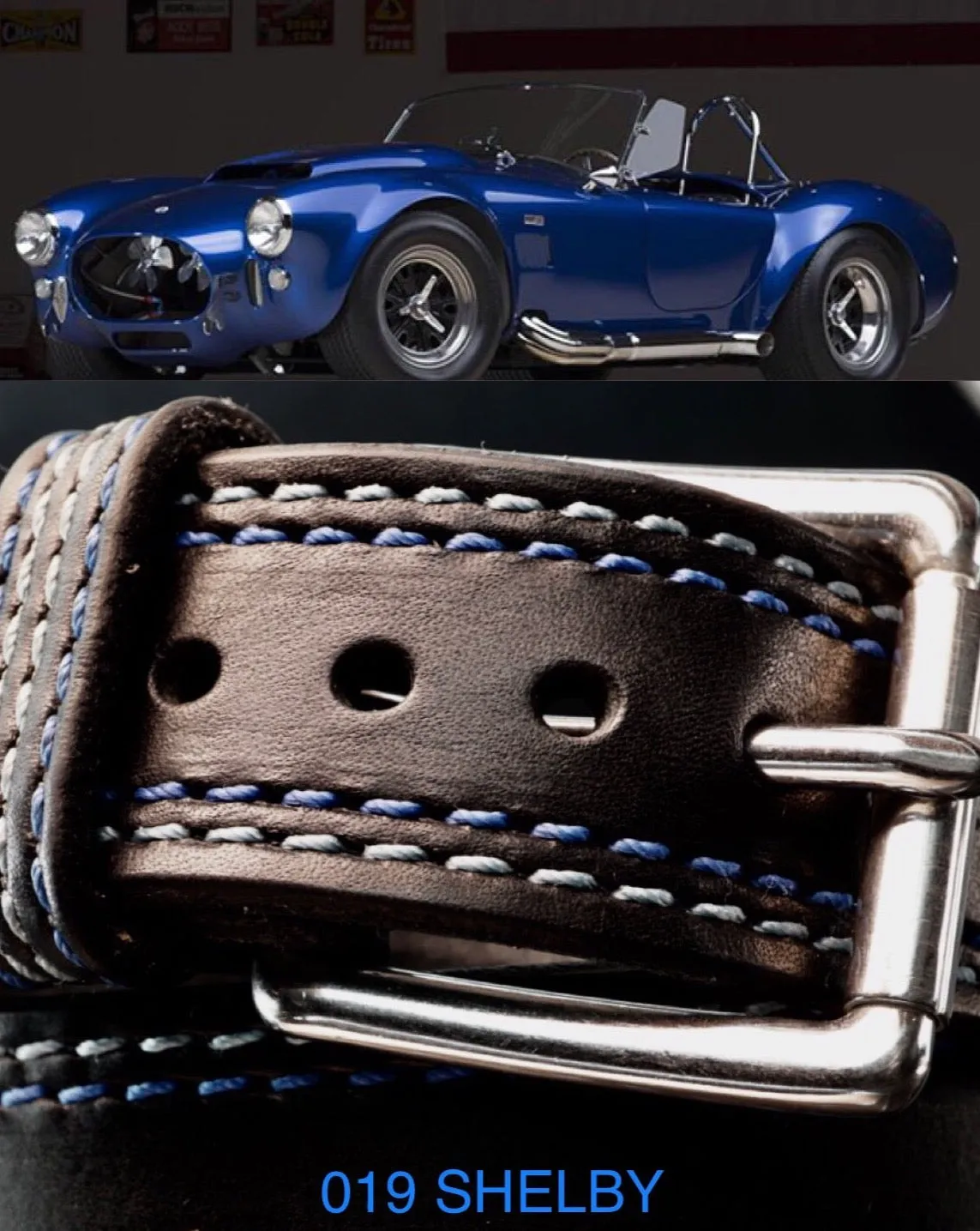 The SHELBY 1.5 Men's Black & Blue Leather Belt with Stainless Steel Buckle