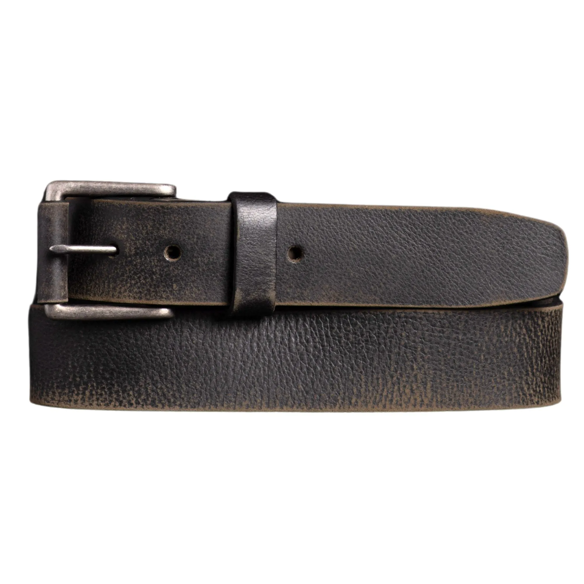The Spartan Belt - Black Leather Belt With Leather Wrapped Buckle
