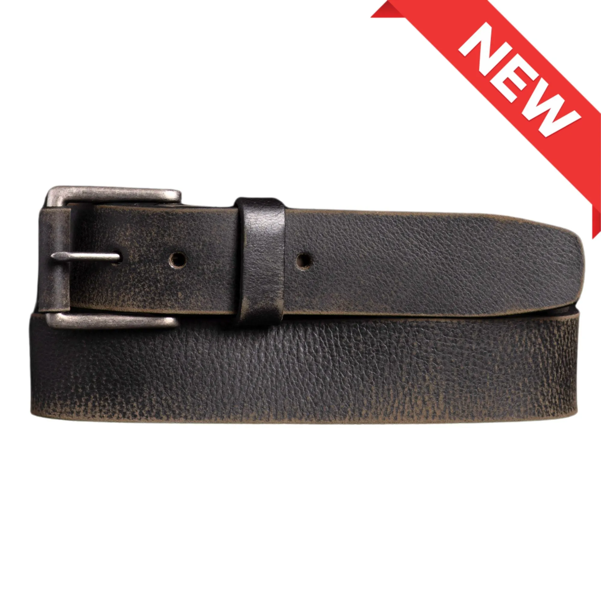 The Spartan Belt - Black Leather Belt With Leather Wrapped Buckle