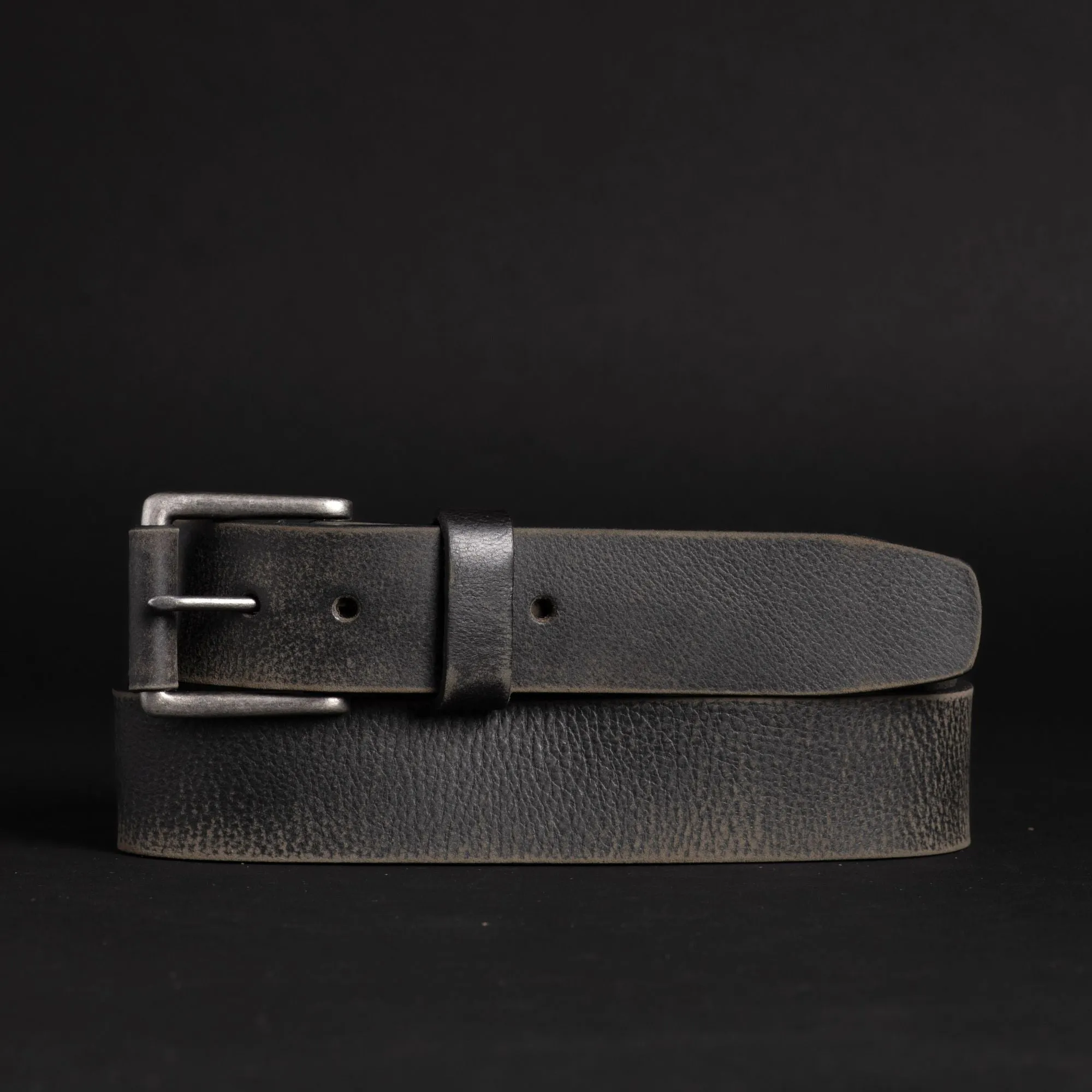 The Spartan Belt - Black Leather Belt With Leather Wrapped Buckle