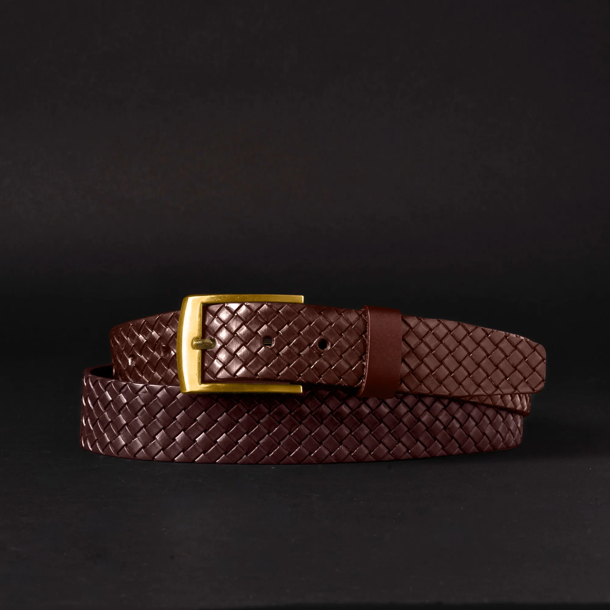 The Veneto Belt - Black Braided Embossed Full Grain Leather Belt