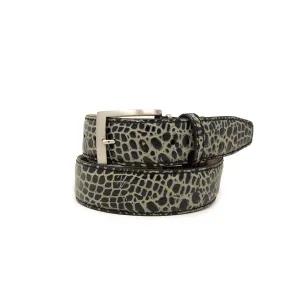 Two-Toned Mock Croc Belt - Black & Tan - 40mm - Up to 50"